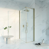 FugaFlow Eccelente Cabine de douche en verre - 60x90x200 - Profil en verre de sécurité - anti-calcaire - Laiton brossé PVD (Or) SW1451359