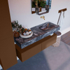 Mondiaz ALAN-DLUX Ensemble de meuble - 130cm - meuble Rust mat - 2 tiroirs - Lavabo Cloud Lava suspendu - vasque Droite - 0 trous de robinet SW808238