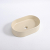QeramiQ Arto waskom - 50x32x12cm - geribbeld - ovaal - keramiek - beige SW1413967