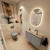 MONDIAZ TURE-DLUX Meuble toilette - 80cm - Smoke - EDEN - vasque Frappe - position centrale - 1 trou de robinet SW1103039