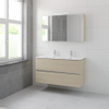 Bruynzeel Miko badmeubelset 66x121x51cm 2 kraangaten 2 wasbakken 2 lades met spiegelkast met softclose natuur eiken SW384530 Bruynzeel Miko badmeubelset 66x121x51cm 2 kraangaten 2 wasbakken 2 lades met spiegelkast met softclose natuur eiken SW384530