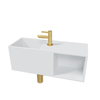 Wiesbaden Julia pack lave-mains – rectangulaire – 54 x 20 x 20 cm – Solid Surface blanc mat – robinet doré brossé SW793757