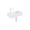 FugaFlow Eccelente Pietra ensemble lavabo - 36x18,5x9cm - 1 trou de robinet - solid surface - robinet de lavabo blanc mat - mat blanc SW1469169