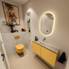 MONDIAZ TURE-DLUX Meuble toilette - 100cm - Ocher - EDEN - vasque Opalo - position centrale - sans trou de robinet SW1104452