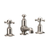 Crosswater Belgravia Wastafelkraan - 3 gats - warm/koud - kruisgreep geborsteld - nikkel (RVS) SW1176890
