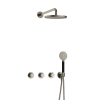 Hotbath Cobber X IBSX70 Ensemble de douche de pluie encastré - pomme de douche 20 cm - bras de douche mural 38,5 cm - douchette à main ronde 3 jets - nickel brossé SW678005