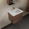 Mondiaz AIVY Ensemble de meuble - 60x45x50cm - 1 trou de robinet - 1 vasque Urban Solid surface - Centre - 2 tiroirs - avec armoire de toilette - Melamine Mocha SW892467