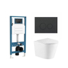 QeramiQ Dely Toiletset - inbouwreservoir Qeramiq Flush - slim zitting - kunststof mat antraciete bedieningsplaat - ronde knoppen - glans wit SW1579173