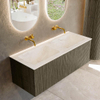 Mondiaz KURVE-DLUX Ensemble meuble de salle de bains - 120x46x40cm - 1 tiroir - lavabo solid surface - double - sans trou de robinet - Shadow SW1414481