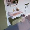 Mondiaz ALAN-DLUX Ensemble de meuble - 70cm - meuble Army mat - 1 tiroir - Lavabo Cloud Glace suspendu - vasque Centre - 1 trou de robinet SW806123