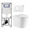 QeramiQ Dely Pack WC - réservoir encastré Geberit UP320 - plaque de déclenchement blanche - WC - Abattant WC - blanc mat SW643467