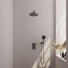 BRAUER Stripe Douche de tête thermostatique encastrable - 3 voies - rectangulaire - pomme de douche 25cm - bras mural droit - douchette 3 jets - flexible de douche - coude mural - gunmetal brossé PVD SW1435219