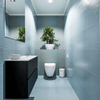 MONDIAZ ADA Meuble de toilette - 80x30x50cm - 1 trou de robinet - 2 tiroirs - urban mat - lavabo à droite - Solid surface - Blanc SW472530