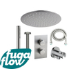 FugaFlow Eccelente Sobrado ensemble de douche à effet pluie encastré avec thermostat bras de plafond barre de douche douche à main acier inoxydable brossé SW1124094