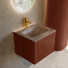 MONDIAZ KURVE-DLUX Meuble de salle de bains 50 cm couleur Ruby avec 1 tiroir et 0 porte. Lavabo GRUNNE Central 1 trou de robinet Oza. SW1432754