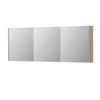 INK SPK1 Armoire de toilette avec miroir - 160x14x60cm - 3 portes - miroir double face - interrupteur et prise de courant - MFC Chêne ivoire SW798146