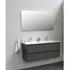 Basic Bella Meuble salle de bains avec lavabo céramique avec miroir et éclairage Blanc 120x55x46cm 2 trous de robinet Anthracite mat SW491832