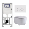 QeramiQ Dely Swirl Toiletset - 36.3x51.7cm - Geberit UP320 inbouwreservoir - met Burda frame - slim zitting - glans witte bedieningsplaat - ronde knoppen - mat wit SW1126125