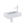 Saniclass Fuente pack lave-mains – rectangulaire – 40 x 22 x 10 cm – pierre naturelle blanche – robinet blanc mat SW1419187