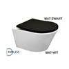 Wiesbaden Vesta WC suspendu rimless mat blanc avec abattant slim Shade softclose et quick release mat noir SW373866