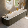 Mondiaz KURVE Ensemble de meubles de salle de bains - 180x46x40cm - 2 tiroirs - 2 portes - lavabo solid surface - double - 2 trous de robinet - Shadow SW1414163
