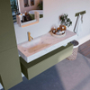 Mondiaz ALAN-DLUX Ensemble de meuble - 130cm - meuble Army mat - 1 tiroir - Lavabo Cloud Opalo suspendu - vasque Gauche - 1 trou de robinet SW806995