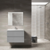 Saniclass Prime Blend Meuble de salle de bain - 80x55x46cm - 1 vasque ovale en céramique blanc - 1 trou de robinet - 2 tiroirs - miroir rectangulaire - mat greige (gris) SW916997