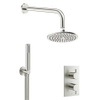 Crosswater MPRO Ensemble de douche pluie encastré - douche principale 20cm - 2 fonctions - 2 boutons - bras mural 33cm - douchette à main 1 fonction - chrome SW487238