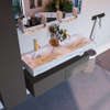 Mondiaz ALAN-DLUX Ensemble de meuble - 130cm - meuble Dark grey mat - 2 tiroirs - Lavabo Cloud Glace suspendu - vasque Gauche et droite - 2 trous de robinet SW805479