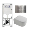 QeramiQ Dely Swirl Ensemble WC - 36.3x51.7cm - Réservoir encastré Geberit UP320 - Abattant 35mm - Plaque de commande en inox- Boutons rectangulaires - Blanc brillant SW1138658