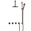 Hotbath Cobber IBS70 Regendoucheset - inbouw - 15cm plafondarm - 20cm ronde hoofddouche - 3 standen handdouche - glijstang - messing verouderd koper (goud) SW677608