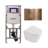 QeramiQ Dely Pack WC - 36,3x51,7cm - à fond creux - sans bride - réservoir encastré Geberit UP320 - abattant WC softclose 35 mm - plaque de commande en cuivre - boutons rectangulaires - blanc mat SW1235384