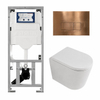 QeramiQ Dely Toiletset - 36.3x51.7cm - diepspoel - rimless - Geberit UP320 inbouwreservoir - softclose toilet zitting - 35mm - koperen bedieningsplaat - rechthoekige knoppen - mat wit SW1235384