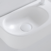 QeramiQ Fuente Ensemble lave-mains - 40x21.5x12cm - droit - lisse - demi-rond - 1 trou de robinet - céramique - robinet lave-mains blanc mat - bonde - siphon abaissé - blanc mat SW1419344