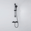 Adema Sparkle 2.0 Doucheset - thermostaatkraan - 70cm glijstang - ronde handdouche - metalen doucheslang - mat zwart SW1481410