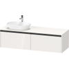 Duravit Ketho.2 Wastafelonderbouwkast - inclusief consoleplaat - met 2 laden - voor waskom links - 160x55x45.9cm - met handgrepen antraciet - hoogglans wit SW772354