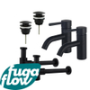 FugaFlow Eccelente Sobrado Kit robinet lavabo - pour double vasque - robinet bas - bonde clic clac - siphon design bas - Noir mat SW1124241