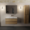 Mondiaz AIVY Ensemble de meuble - 100x45x50cm - 0 trous de robinet - 1 vasque Talc Solid surface - Centre - 2 tiroirs - avec miroir - Melamine Chai SW892226