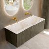 Mondiaz KURVE-DLUX Ensemble meuble de salle de bains - 120x46x40cm - 1 tiroir - lavabo solid surface - double - sans trou de robinet - Shadow SW1414366