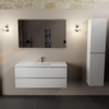 Mondiaz AIVY Ensemble de meuble - 120x45x50cm - 1 trou de robinet - 1 vasque talc céramique - Centre - 2 tiroirs - avec miroir - MDF Talc SW892373