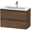 Duravit Ketho.2 Wastafelonderbouwkast - met 2 laden - 81x39x54.9cm - met grepen antraciet - donker noten mat SW772230