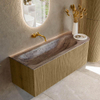 MONDIAZ KURVE-DLUX 125cm meuble de salle de bains courbure droite couleur Dusk avec 1 tiroir et 1 porte. Lavabo BIG MEDIUM gauche sans trou de robinet Oza. SW1432991