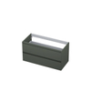 INK Wastafelonderkast - 100x45x52cm - 2 lades - greeploos - MDF lak - Mat beton groen SW416539