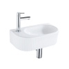 QeramiQ Fuente fonteinset – 40x21.5x12 cm – keramiek wit glans – kraangat links – chromen kraan – geribbeld SW1232865