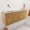 Mondiaz JOYA-DLUX 100cm toiletmeubel - kleur Oak - Wastafel FAYE positie Links Zonder kraangat kleur Glace. SW1421972