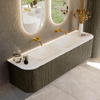 Mondiaz KURVE-DLUX Ensemble de meuble de salle de bains - 170x46x40cm - 1 tiroir - 2 portes - lavabo solid surface - double - sans trou de robinet - Shadow SW1414085