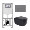 QeramiQ Dely Swirl Pack WC suspendu - 36.3x51.7cm - bâti-support Geberit UP320 - abattant 35mm - plaque de commande gris clair - boutons rectangulaires - noir mat SW1164393