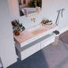 Mondiaz ALAN-DLUX Ensemble de meuble - 130cm - meuble Cale mat - 2 tiroirs - Lavabo Cloud Ostra suspendu - vasque Centre - 0 trous de robinet SW807690