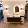 Mondiaz CIRO-DLUX Badkamermeubelset - 130x45x50cm - Solid surface wastafel Glace - 1 wasbak Rechts - zonder kraangaten - 4 lades - Walnut SW1530269