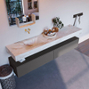 Mondiaz ALAN-DLUX Ensemble de meuble - 200cm - meuble Dark grey mat - 2 tiroirs - Lavabo Cloud Frappe suspendu - vasque Gauche - 0 trous de robinet SW805196